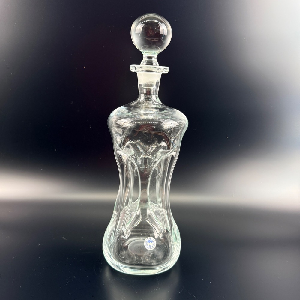 Holmegaard Kluk Kluk Decanter Large Clear Glass Ball Stopper Denmark‎ 12"
